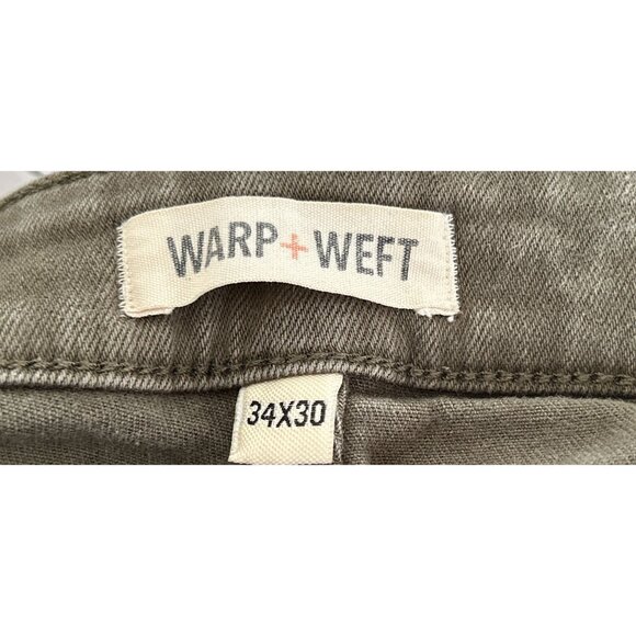 Warp + Weft Olive Green Slim Fit Stretch Jeans Size 34X30 Mens Denim Pants - Picture 3 of 8